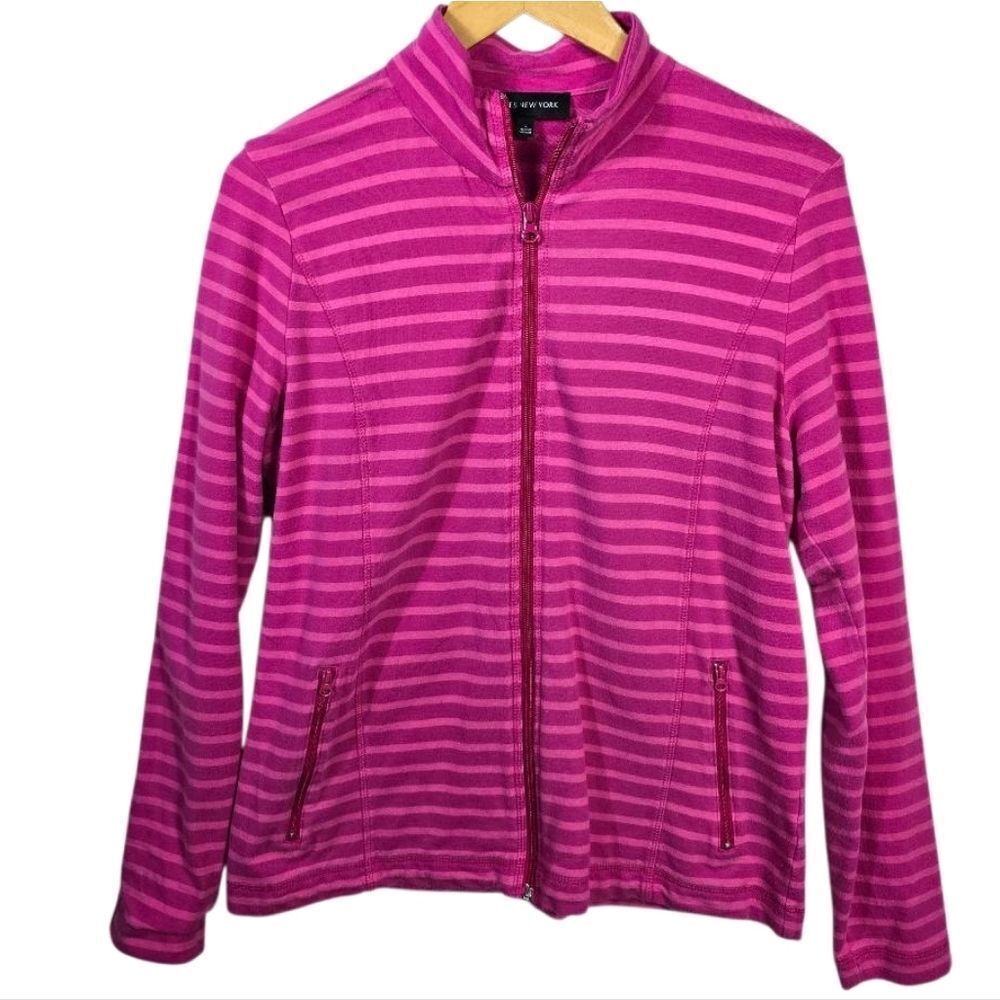 Jones New York Pink Striped Zip Jacket Size 11